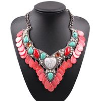 Wholesale Pendant Necklaces Arrival Design Stone Vintage Necklace Alloy Pearl Shell Chunky Statement For Women