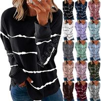 Wholesale S XL Women Tie dye Hoodie Pullover Blouses Round Neck Loose Striped Long sleeved T shirt Casual Hoodies Sweatshirt Tops Colors D91714