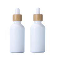 Wholesale travel glass bottle ml white porcelain glass jars with bamboo lid glass and dropper ml mini containers bamboo lids Reagent Pipette