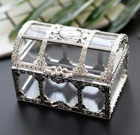 Wholesale Silver Treasure Chest Candy Box Wedding Favor Mini Gift Boxes Food Grade Plastic Transparent Jewelry Stoage Case