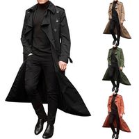 Wholesale New Business Men Trench Coat Fashion Design Slim Double breast Thin Windbreaker Male Spring Long Black Coat Outwear Autumn