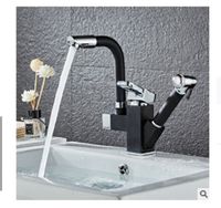 Wholesale 2020 hot sale Kitchen faucet hot and cold draw type wash basin bowl sink sink retractable rotation black kitchen faucet splash proof