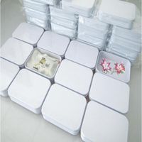 Wholesale X80X25mm Rectangle white tea tin box mint pill candy jewelry storage box