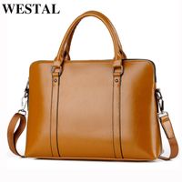 Wholesale Briefcases WESTAL Women s Briefcase PU Leather Laptop Bag For Lady Document Fashion Designer Girl Handbag