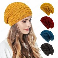Wholesale Women Men Winter Warm Beanie Hats Cable Knit Fleece Lining Ski Skull Cap Slouchy Thick Caps Outdoor Sport Wool Hat