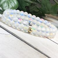 Wholesale Beaded Strands Men s And Women s Natural Stone Bracelet White Glitter Beads Beaded mm Gold Wrist Couple Bracelets2021