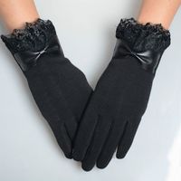 Wholesale Five Fingers Gloves Pair Fashion Women Winter Lace Bow Phone Touches Screen Outdoor Wrist Mittens Warm Ladies XRQ88