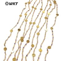 Wholesale Chains WT RBC142 A Methyst Stone Beads Chain With Gold Electroplated Brass Rosary Meters For Jewelry Making