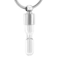 Wholesale Chains IJD10270 Glass Hourglass Cylinder Vial Stainless Steel Cremation Memorial Pendant For Pet Human Locket Keepsake Necklace Jewelry