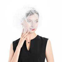 Wholesale Stingy Brim Hats Wedding Woman Fedora Hat White Fascinator For Elegant Cap Polyester Veil Headpiece Prom Party Cocktail Bonnet