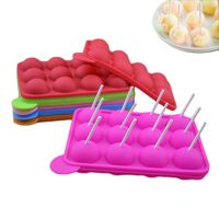 Wholesale Baking Moulds d Lollipop Mold Heart Cake Pops Maker Candy Bar Chocolate Ice Cube Pastry Accessories Supply Tray Silicone Mould