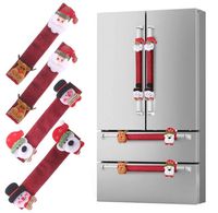 Wholesale 4pcs set Christmas Refrigerator Door Handle Covers Santa Snowman Kitchen Appliance Covers Fridge Microwave Oven Dishwasher Handle Protector