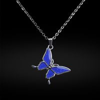 Wholesale Temperature change color mood butterfly necklace animal pendant necklaces maxi statemant charm hip hop jewelry drop ship