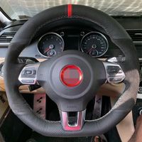 Wholesale Black Suede Leather Car Steering Wheel Cover for Volkswagen Golf GTI MK6 VW Polo GTI Scirocco R Passat CC R Line