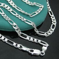 Wholesale 4MM inch Long Chain Necklace sterling silver figaro necklace for Men Jewelry snake
