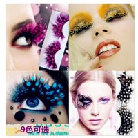 Wholesale International color feathers exaggerated false eyelashes Modelling pictorial art show colored eye lashes extension stage makup