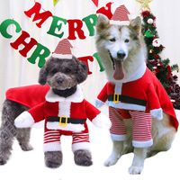 Wholesale Dog Apparel Santa Pet Christmas Clothes Cotton Winter Warm Coat Puppy Cute Hooded Jackets Outwear For Dogs Selling