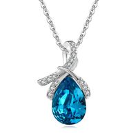 Wholesale 925 Sterling Silver Color Diamond Necklace For Women Short Clavicle Chain Choker Penadant Tears of Saphire Stone Jewelry