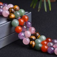 Wholesale Natural Loose Round Assorted Color Rose Quartz Amethysts Carnelian Red Agates Green Aventurine Tiger Eye Mixed Stone Beads