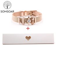Wholesale Tennis Drop Somsoar Jewelry Rose Gold SOULMA Mesh Bracelet Set Stainless Steel Bangle With Cute Gift Box As Valentines