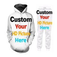 Wholesale Custom Top And Pants Sets Men And Women Custom Own Pictures D Printing Hoodie T shirt Jogging Pants DIY Clothing