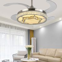 Wholesale Electric Fans Modern And Simple Sand Nickel Color Led Tri color Fan Chandelier Inch Living Room Bedroom Light Luxury Crystal Lamp