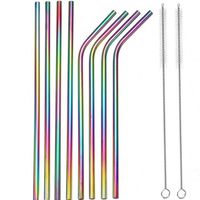 Wholesale Stainless Steel Straws Suit Color Drinking Water x6mm Tubularis With Cleaning Brush Suction Tube Set Bar Curved Straight jm F2
