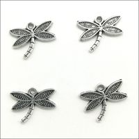 Wholesale 100pcs Dragonfly Alloy Charms Pendants Retro Jewelry Making DIY Keychain Ancient Silver Pendant For Bracelet Earrings x18mm