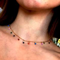 Wholesale Bohemia Chain Necklace Colorful Small Water Drop Shape Clavicle Chain Colorful Small Sun Flower Pendant Choker Necklace for Women