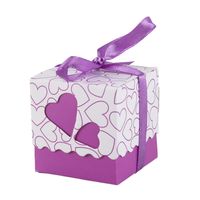 Wholesale Gift Wrap Love Heart Small Laser Cut Candy Boxes Wedding Party Favor Bags With Ribbon Decor Purple