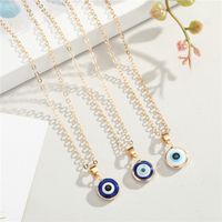 Wholesale 1PC Vintage Ethnic Round Turkey Evil Eye Necklace For Women Gold Color Blue Eye Pendant Choker Clavicle Chain Turkish Jewelry