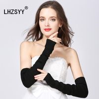 Wholesale Five Fingers Gloves LHZSYY Cashmere Long Sleeve Protection Elbow Fashion Female Autumn Winter Section Knit Thick Warm Wool