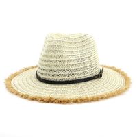Wholesale Plain Paper Straw Jazz Hat Men Women Wide Brim Panama Sun Hats Belt Buckle Decor Unisex Cowboy Cowgirl Hat Beach Cap