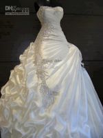 Wholesale Real Photos Gorgeous A line Ruffles Sweetheart Strapless Crystal Wedding Dresses Bridal Gown Beautiful stunning Bridal Dresses AQ123
