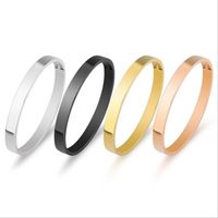 Wholesale Bangle L Stainless Steel Lover s Men Women Black Rose Gold color Vacuum Plating No Easy Fade Good Quality Fashion Jewelry