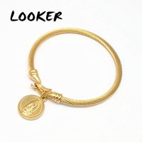 Wholesale Religious Gold Color Virgin Mary Bracelet Stainless Steel Charm Catholic Bracelets for Women Jewelry Gift for Mother Bangle