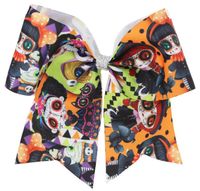 Wholesale NEW inch Funny Hair Bows Halloween cheer bows for girls Elastic Hair Bands cartoon Ribbon Swallow tail Hair accessories