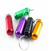 Wholesale Waterproof Aluminum Pill Box Case Bottle Cache Holder Container Keychain Medicine Box Health Care Pill keychain
