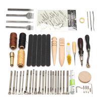Wholesale 59PCS Leather Craft Hand Tools Kit Thread Awl Waxed Thimble Kit For Hand Stitching Sewing Stamping DIY Tool Set
