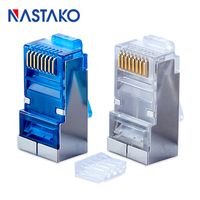 Wholesale Computer Cables Connectors RJ45 Connector Cat6 P8C Cat5e Metal Shielded Terminals Jack Network Cable Modular Plugs With Wires Guider