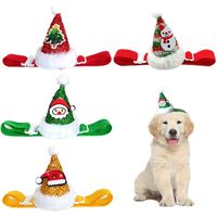 Wholesale Dog Apparel Pet Christmas Hat With Adjustable Strap Headpiece Costume Cap Party Supplies Cute Mini Bling Decoration