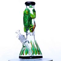 Wholesale 13 D Frog Thicken Glass Beaker Bong Glow in the dark Hookahs