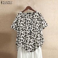 Wholesale Women s Blouses Shirts ZANZEA Short Sleeve Daisy Printed Tops Vintage Floral Blouse Summer Female Blusas Casual Tunic Femme XL