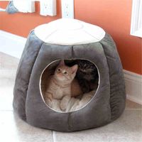 Wholesale Soft Foldable Cat Kitten House Warm Soft Winter Cotton Pet Dog Cat Bed Kennel Tent Cozy Nest For Small Dogs Pet Supply