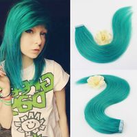 Wholesale Full Hair Gram Per Package Colorful oF Teal Remy Tape in Extensions Human Hair Fashion designer