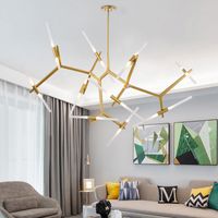 Wholesale Modern Metal Sputnik Chandelier Lamp Tree Branch Pendant Lighting Ceiling Fixture with Frosted Glass Lampshade for Dining Room