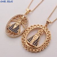Wholesale Pendant Necklaces MHS SUN Fashion Cubic Zircon Jewelry Necklace Gold Color Women Chain For Party Religion Men Gift PC
