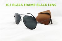 Wholesale 1pcs High Quality Vintage Men Women Pilot Sunglasses Retro Black Mirror Lenses MM MM UV400 Sun Glasses Eyeglasses With Box Case