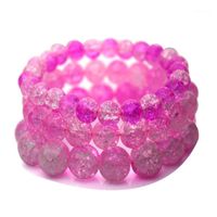 Wholesale Beaded Strands Natural Stone Bracelet Crackle Crystal Beaded Charm Bracelets Pink Jewelry Fashion Wholesale1