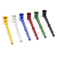 Wholesale Tobacco Pipes Long Bamboo Shape Metal Smoking Pipe Herb Portable Creative Smoke Accessories mm Assorted Colors YFA3125